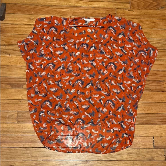 Lush Tops - Lush Orange and Blue Patterned Blouse Tunic